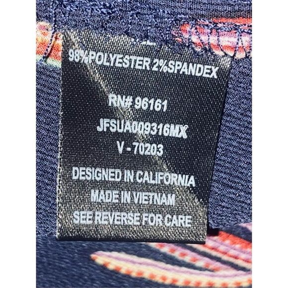 Gypsies & Wondrous Navy Cactus Print Ruffle-Neck Mini Dress  Size L  Button Fron - Picture 5 of 5